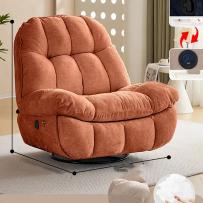 High Quality Large-Sized Chenille Fabric Manual Lounge Chair Swinging and Rotating Sofa for Living Room Furniture