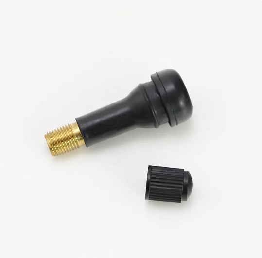 Rubber Snap-in Tire Valve Stems with Brass Valve Cores, for Car Wheel Tubeless Rims Holes Replacement Accessories Black