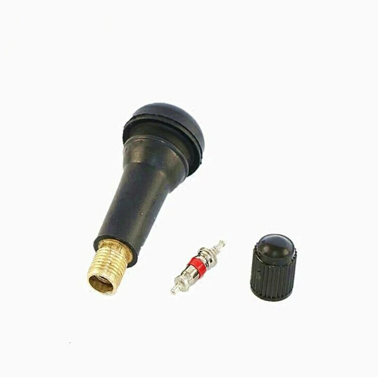 Rubber Snap-in Tire Valve Stems with Brass Valve Cores, for Car Wheel Tubeless Rims Holes Replacement Accessories Black