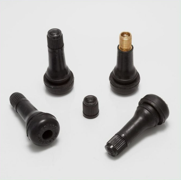 Rubber Snap-in Tire Valve Stems with Brass Valve Cores, for Car Wheel Tubeless Rims Holes Replacement Accessories Black