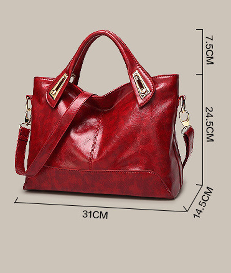 2021 new fashion simple sac bag oil wax leather tote shoulder bags manufacture wholesale handbag