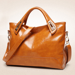 2021 new fashion simple sac bag oil wax leather tote shoulder bags manufacture wholesale handbag