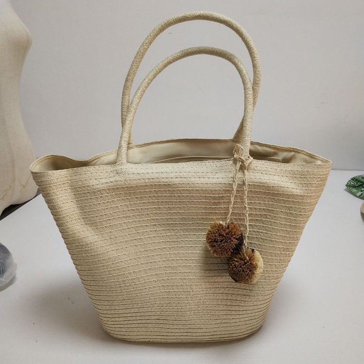 New Wide Paper Hanging Ball Straw Bag Large Capacity Retro Casual Handbags Woven Beach Bag