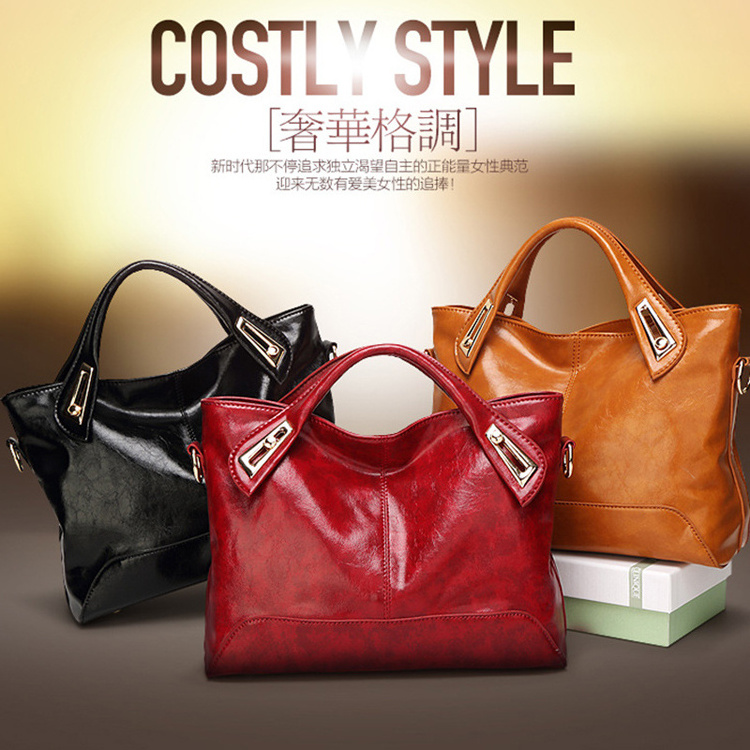 2021 new fashion simple sac bag oil wax leather tote shoulder bags manufacture wholesale handbag