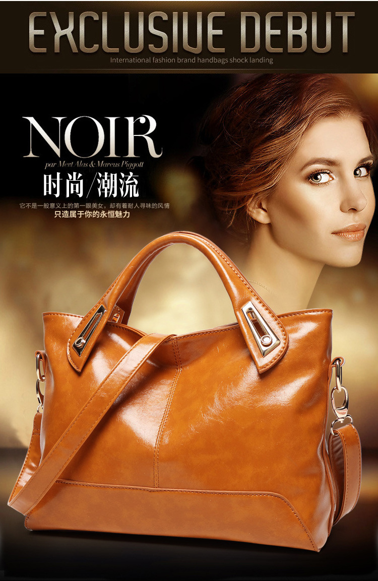 2021 new fashion simple sac bag oil wax leather tote shoulder bags manufacture wholesale handbag