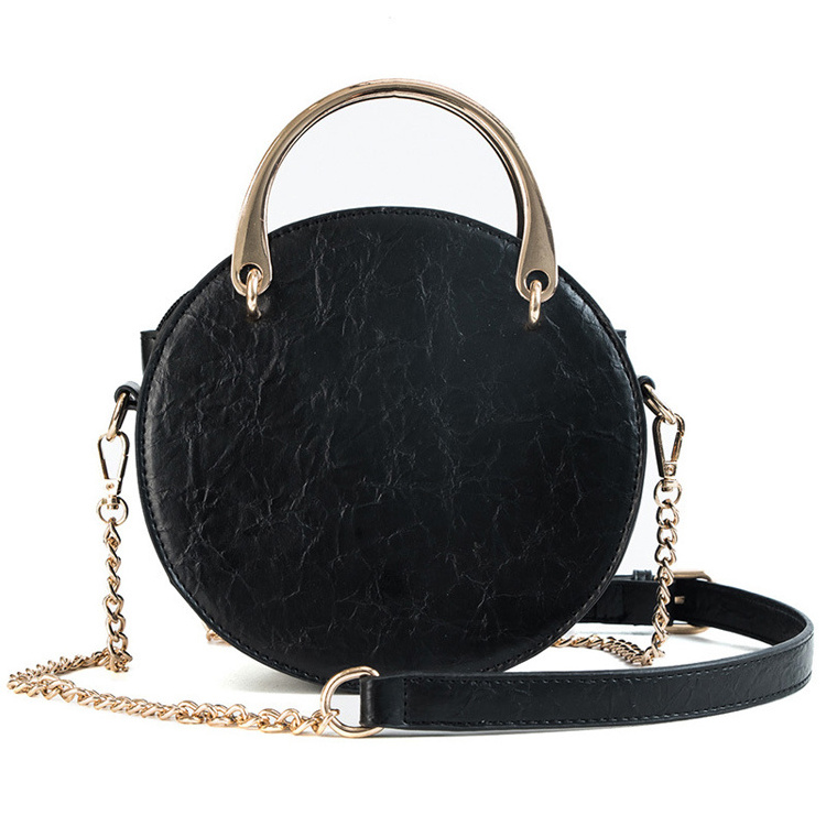 Fashion Hair Ball Ornaments Small Round Bag 2019 New Portable Small Korean PU Messenger Bag Chain Shoulder Bag