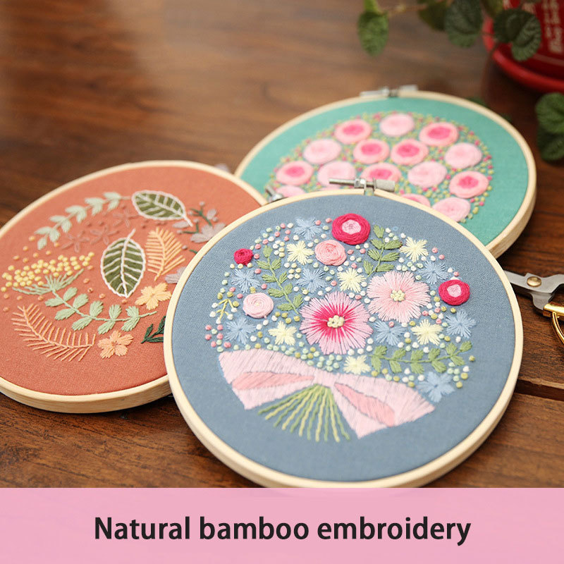 nordic decor diy embroidery material package plant flower 3D ribbon cross stitch adult creative production kit diy crafts