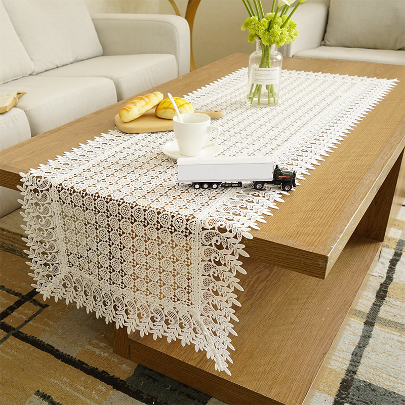 French Tassels Lace Crochet Tablecloth Retro Handmade Macrame Custom Pastoral Tablecloths