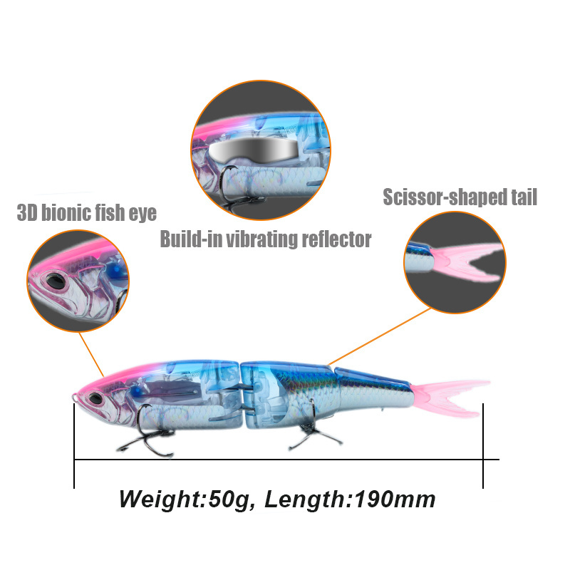 THORFORCE High quality 190mm 50g 3D bionic fish eyes Multijointed Scissor tail bait sinking water fishing bait pencil lures