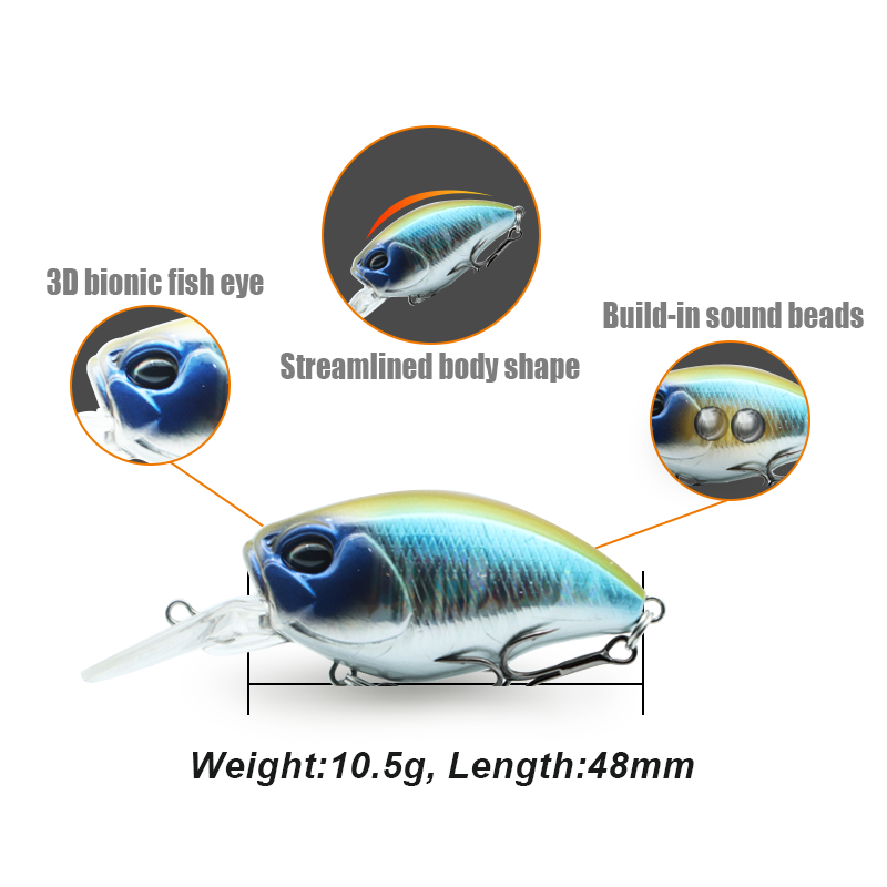 High-quality simulated crank swing floating fishing lure 48mm10.5gABS material hard bait crank bait fishing lure THORFORCE