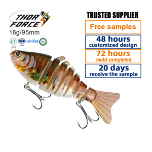 THORFORCE New arrival 95mm16g 3D bionic fisheyes 6 colors Artificia realistic fish lure multi-jointed fishing lures