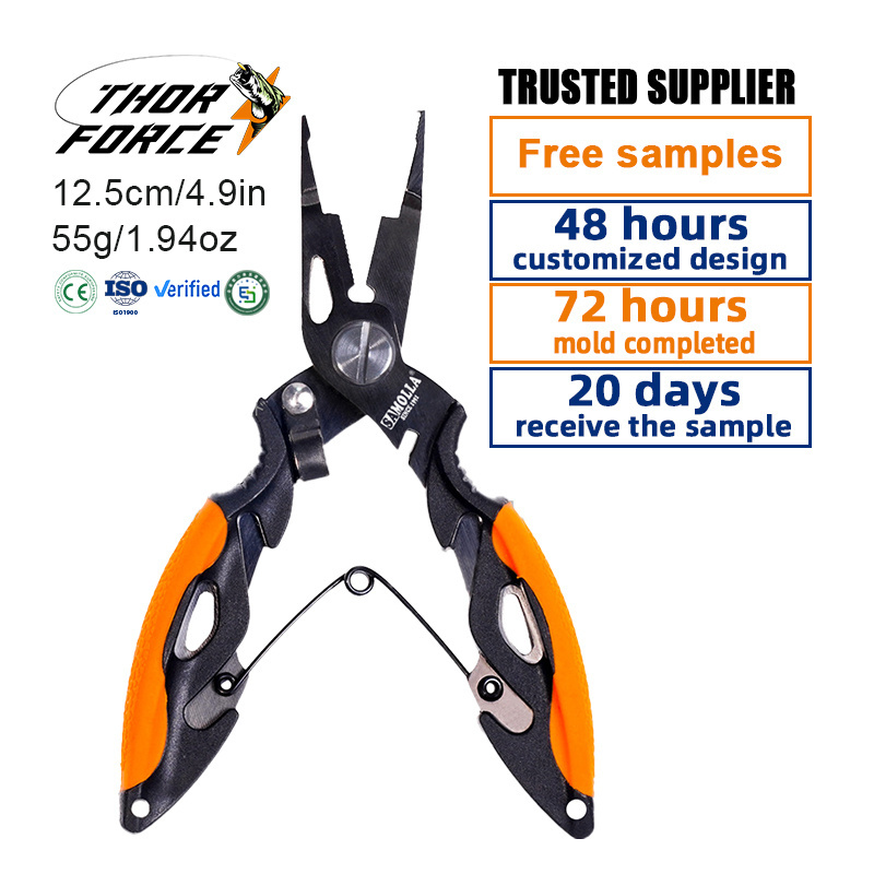 THORFORCE High quality 420 Stainless steel 125mm55g split ring pliers tackle Outdoor Accessories Fishing Scissors Plier