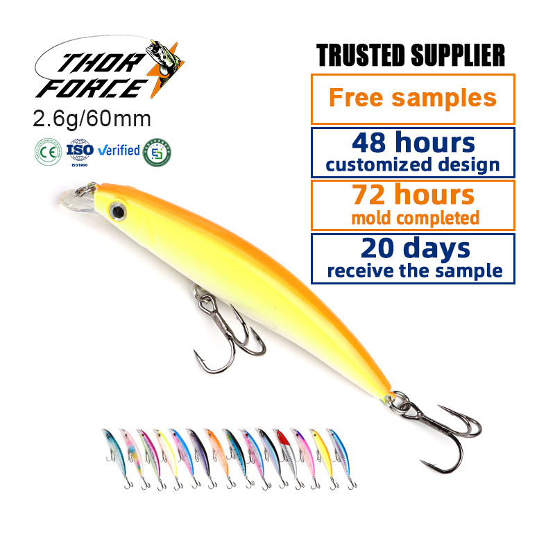 Weihai Fishing Lures Slow Sinking Minnow Hard Plastic Artificial Baits With Double Hooks