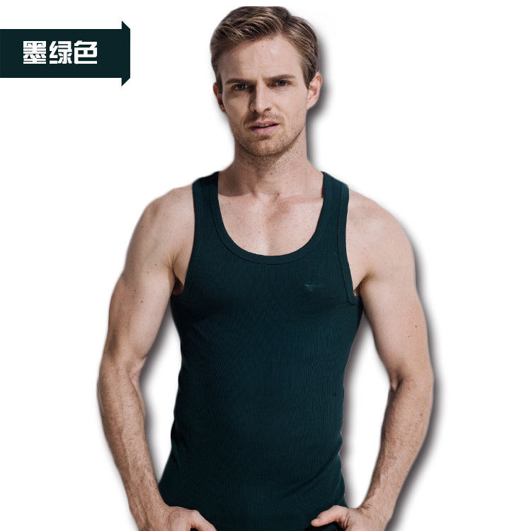 Men cotton ribbed tank top white sleeveless stretched slim sports vest for men