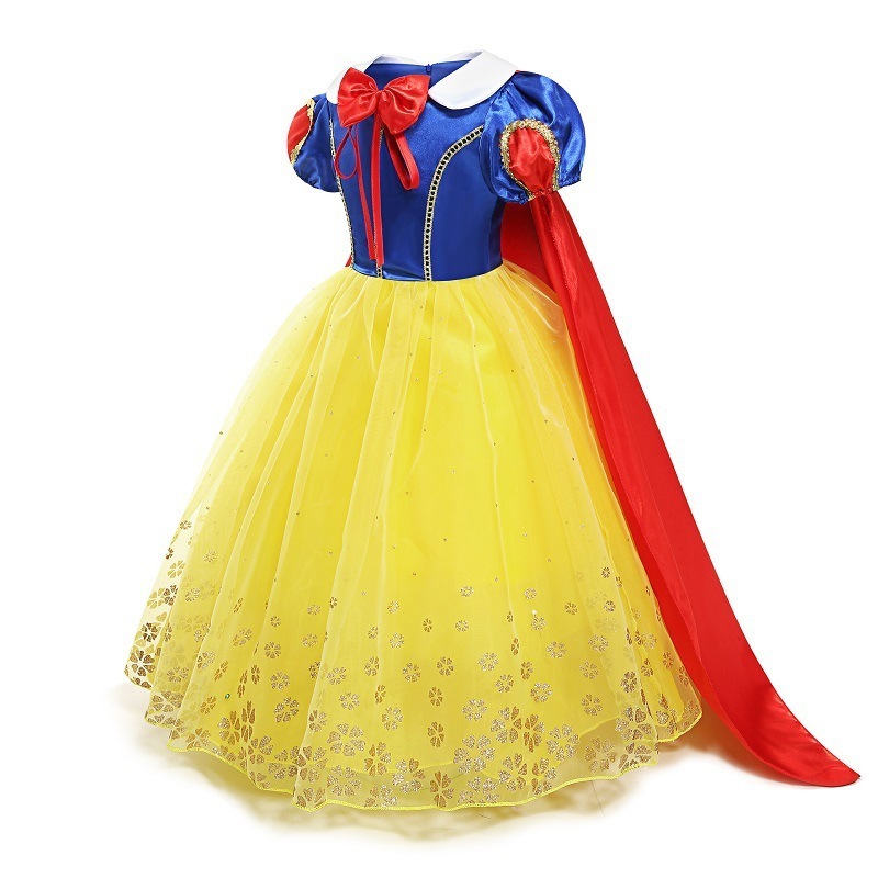 Cosplay belle princess girl dress costume with short sleeve princess dress with cloak