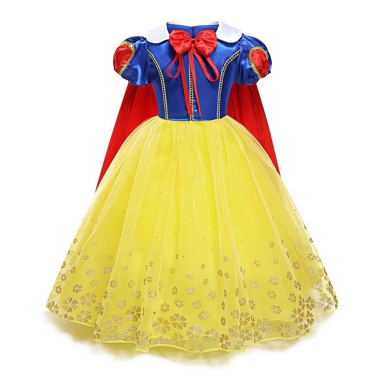 Cosplay belle princess girl dress costume with short sleeve princess dress with cloak