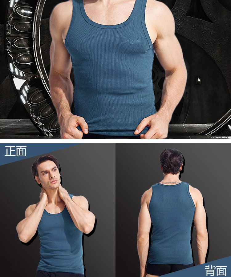 Men cotton ribbed tank top white sleeveless stretched slim sports vest for men