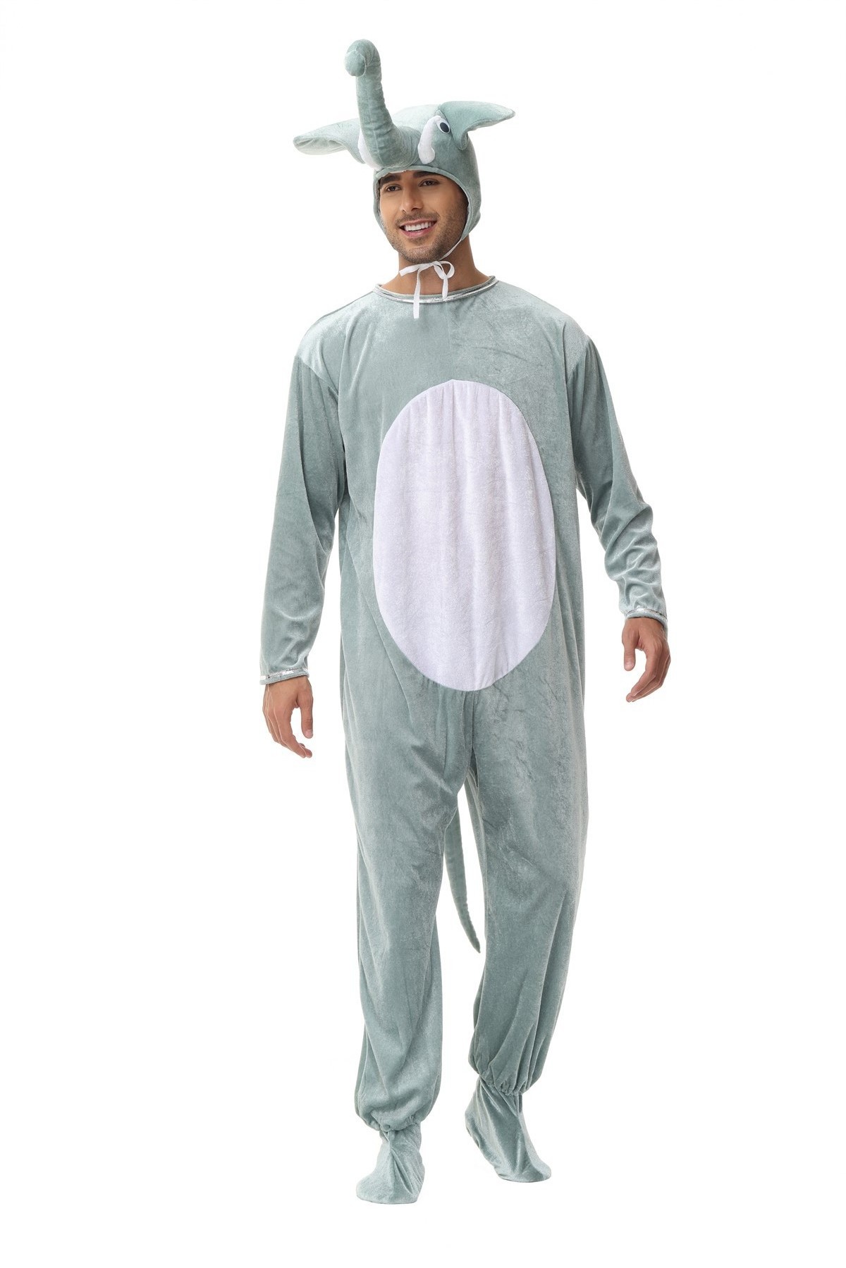 New cartoon animal adult cosplay elephant costume pajamas light grey onesie for women