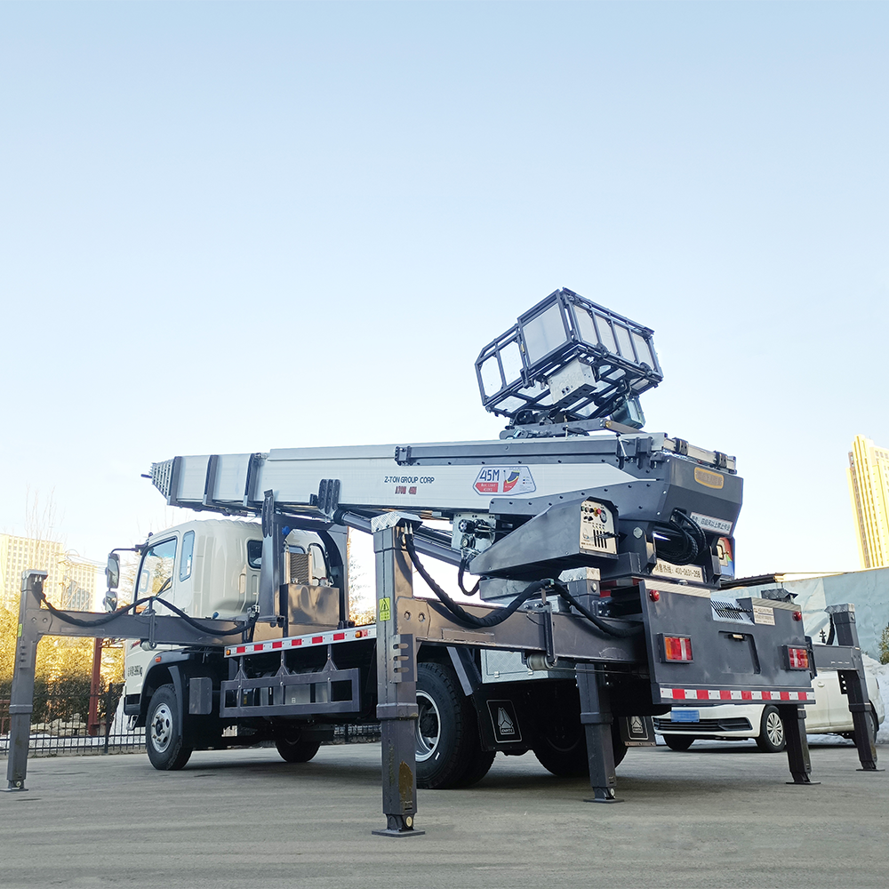 ladder lift truck 45 Meter Hydraulic Truck Mounted Aerial Telescopic Access Ladders Bucket Truck Boom Lift Aerial Manli