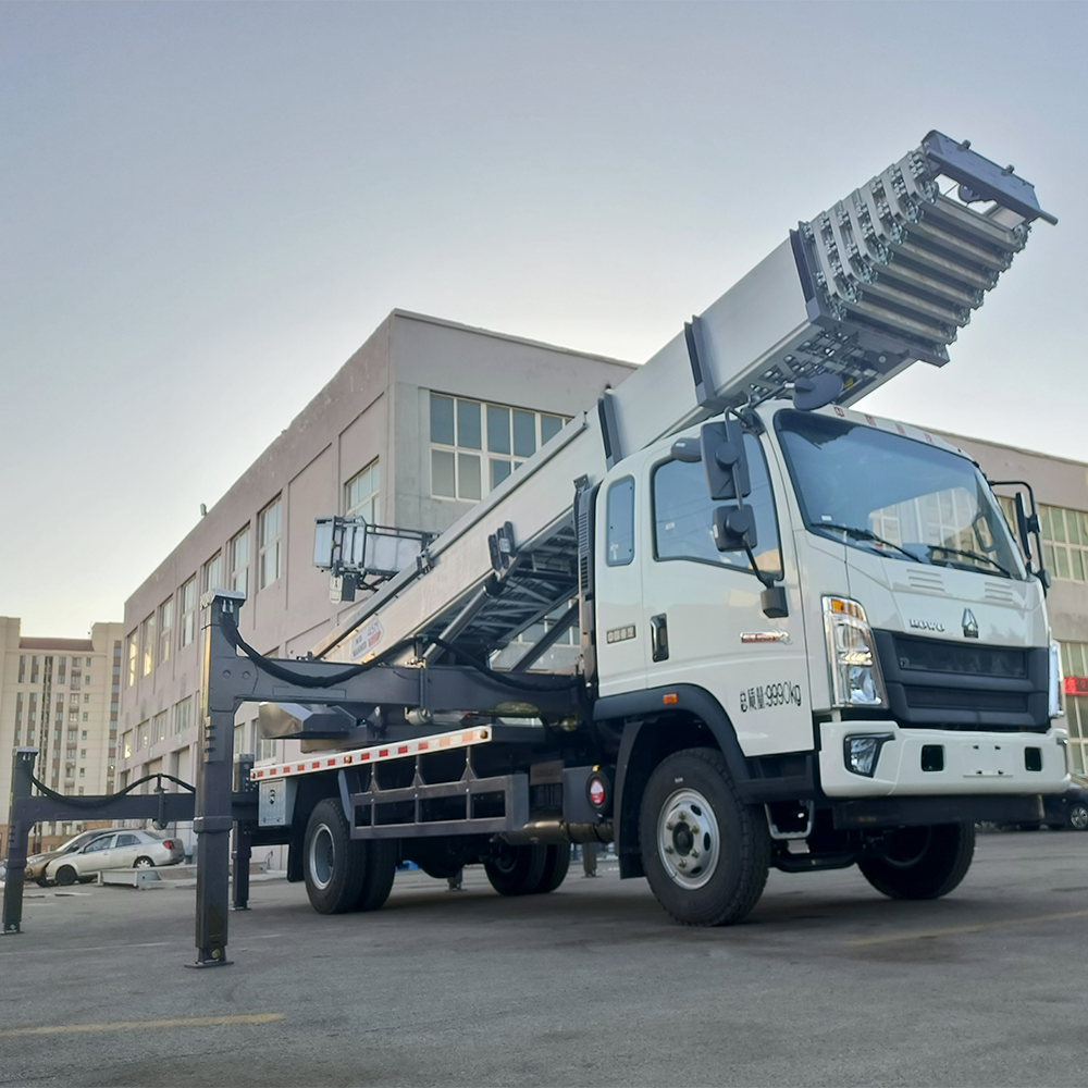 ladder lift truck 45 Meter Hydraulic Truck Mounted Aerial Telescopic Access Ladders Bucket Truck Boom Lift Aerial Manli