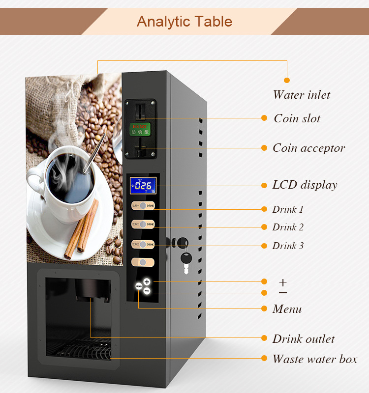 Nescaf Coffee Vending Machine 3hot Flavors Drink Vending Machine China for South Asia Market 3 Selections of Hot Drink