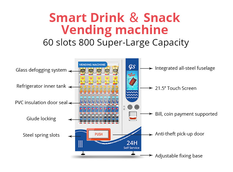 Commercial Canister Vending Machine Manufacturer Convenient Store Vending Machines for Food and Drinks Snacks