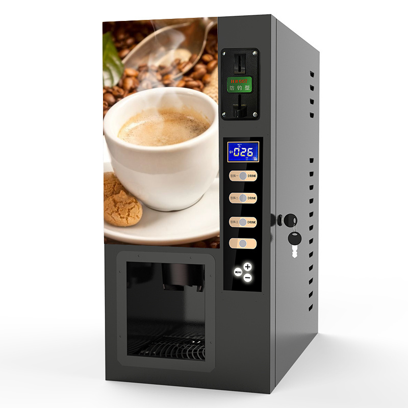 Maquina Expendedora Cafe for Coin Operated Self Service Sale Coffee Vending Machine 3 Hot Flavors Single Auto Cup Dispenser