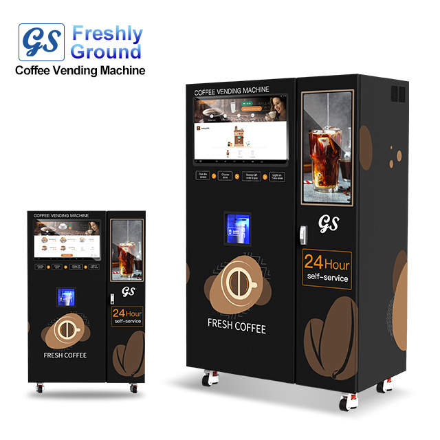 Intelligent Bean to Cup qr Online System Auto Cup Dispenser Iced Freshly Brewed Ground Coffee Vending Machine