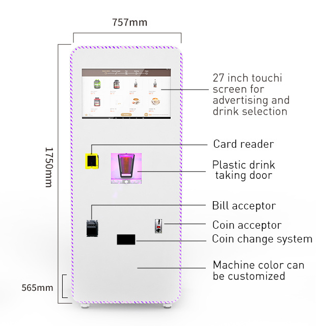 Outdoor Custom Touch Screen Milkshake Gym Cold Mixed Drink Coffee Protein Shake Vending Machine