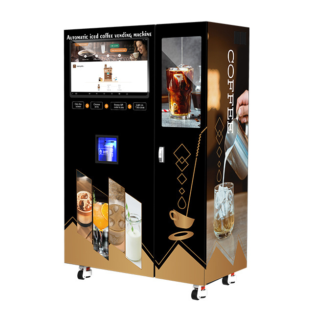 Intelligent Bean to Cup qr Online System Auto Cup Dispenser Iced Freshly Brewed Ground Coffee Vending Machine