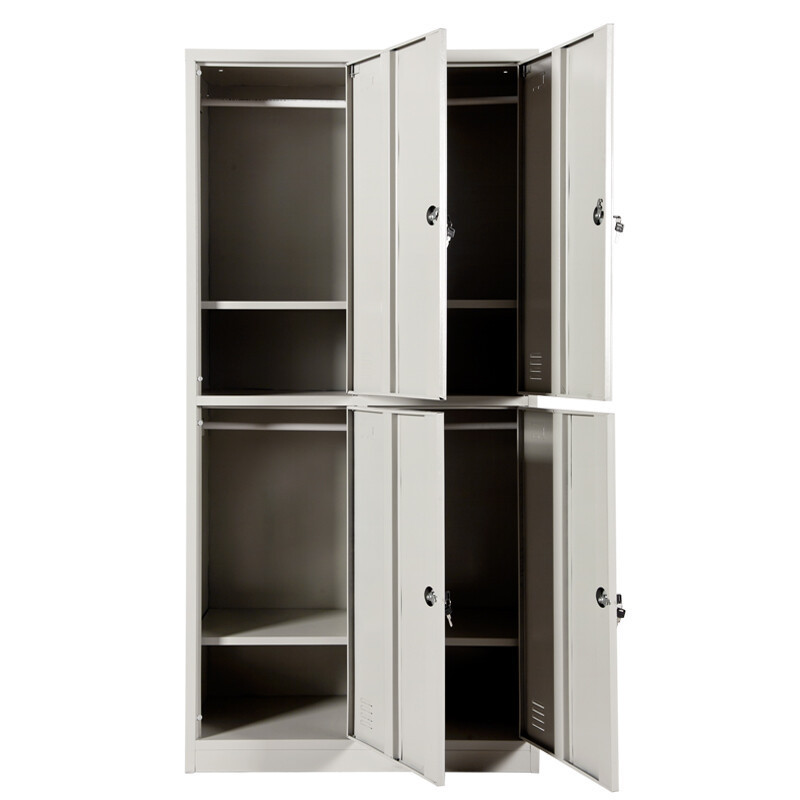 2023 Stainless Steel Metal Locker 4 Door Metal Wardrobe Cabinet For Clothes 4 Section For Sale