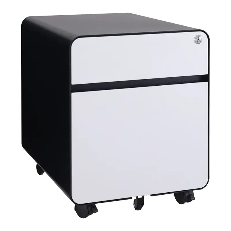 Modern Style Round Corner Office Lockable File Storage Drawer Cabinet Metal Small Box Drawer With Mobile Pedestal