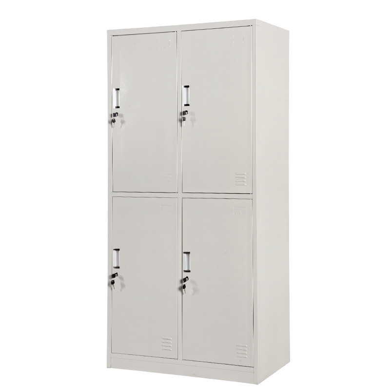 2023 Stainless Steel Metal Locker 4 Door Metal Wardrobe Cabinet For Clothes 4 Section For Sale