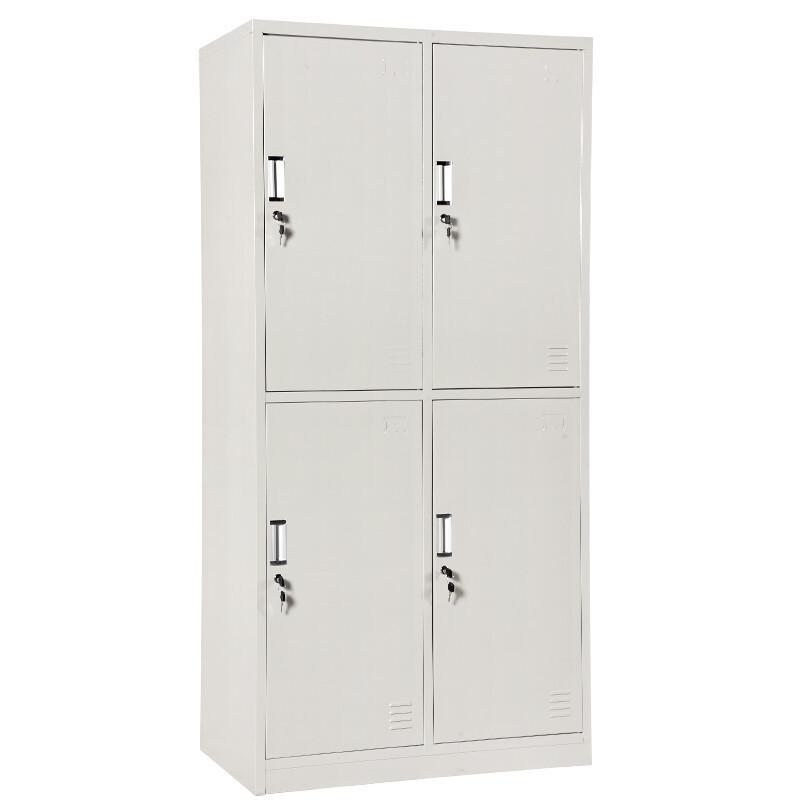 2023 Stainless Steel Metal Locker 4 Door Metal Wardrobe Cabinet For Clothes 4 Section For Sale