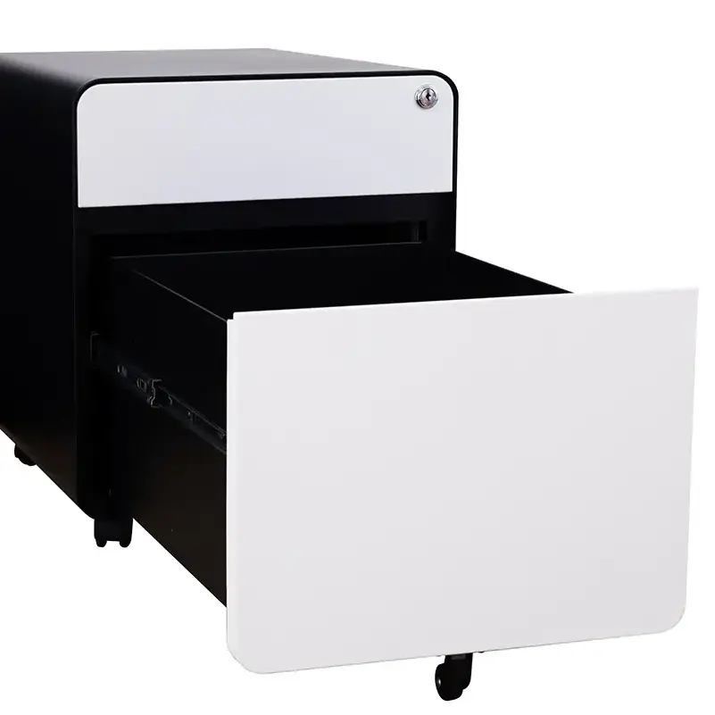 Modern Style Round Corner Office Lockable File Storage Drawer Cabinet Metal Small Box Drawer With Mobile Pedestal