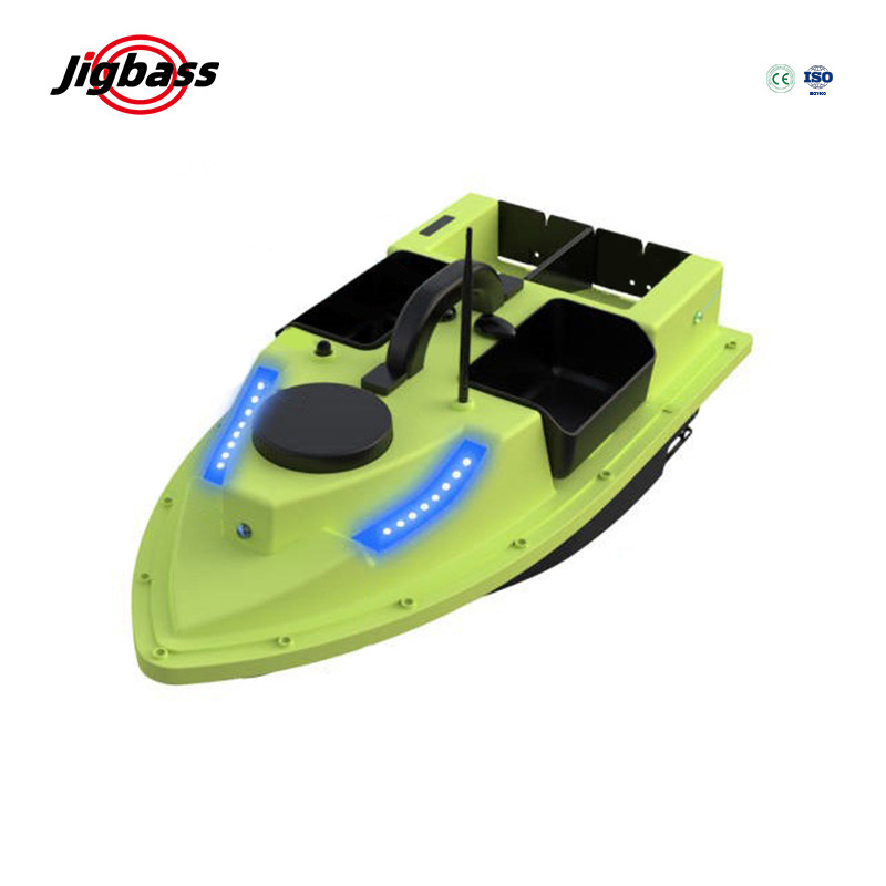 JIGBASS D19Y New Four Independent Hoppers Sailing Light Strip 600m Long Distance Remote Control Carp Feeder Surfer RC Bait Boat