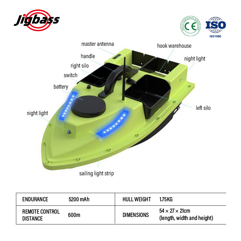 JIGBASS D19Y GPS Easy Handle Control High Power Motor ABS Material Independent Four Hoppers Carp Fishing Hook Nest Bait Boat