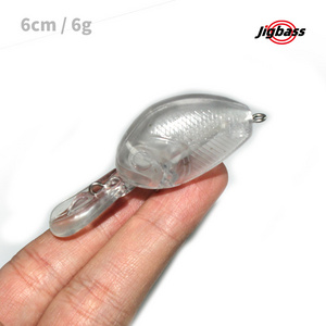 JIGBASS CF01 CFMP12 6cm 6g Square Bill Crank Wobbler Artificial Hard Bait Unpainted Long Lip Topwater Floating Crankbait