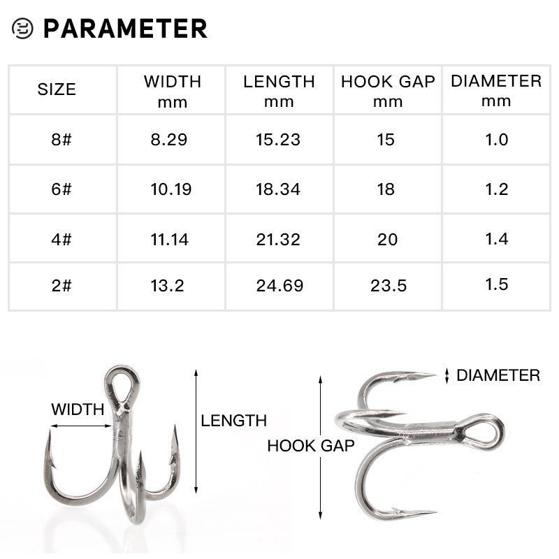 Wholesale Super Strong 8# 6# 4# 2# 6x Hook High Carbon Steel Alloy Steel Fishing Treble Hooks Matt Tin Treble Hooks