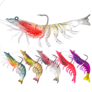 9cm/12g Luminous Shrimp Silicon Soft Artificial Bait With Hooks Swivels Anzois Para Pesca Sabiki Rigs Fishing Tackle lure bait