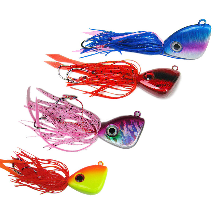 New OEM high quality silicone silk skirt metal jig sea heads baits fishing hard lure