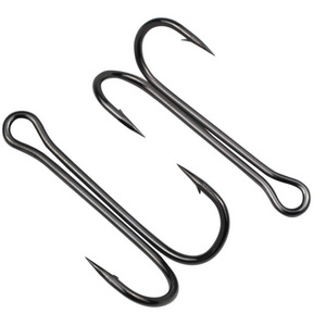 20PCs/bag 8# 1/0 Two anchor hooks mid-length high carbon steel hardened lengthened double-headed hooks sea fishing salmon hook