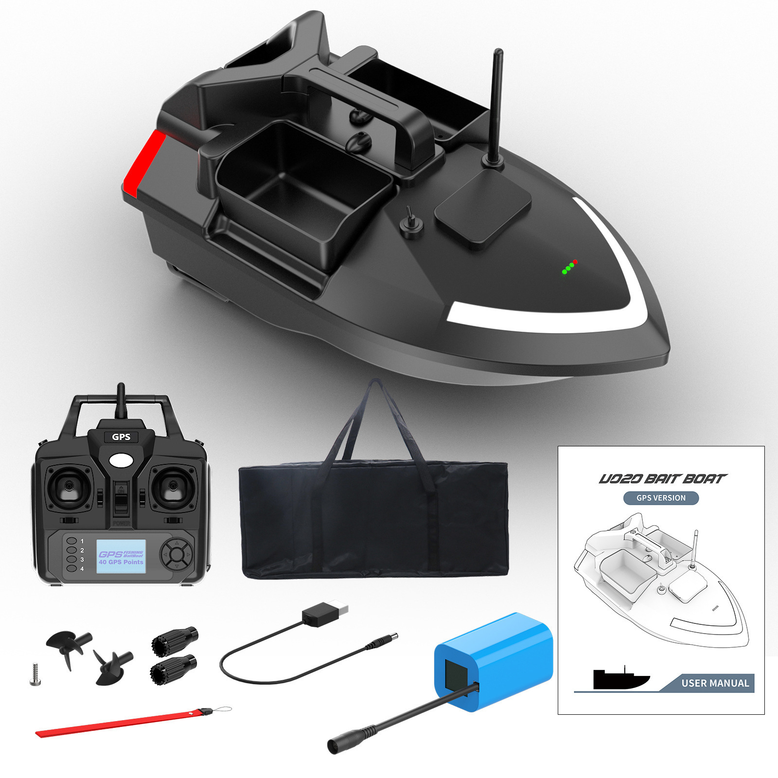 Gps 5200mAH 12000mAH Upgrade 2023 Fishing Rc bait Boat Auto Driving Back 3 Hoppers Saltwater Rc Bait Boat Gps Carp Bait Boat