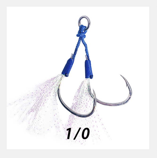 1/0 2/0 3/0 4/0 2 pairs/bag binding blue iron plate hook bright wire high carbon steel sea fishing slow swing barbed double hook