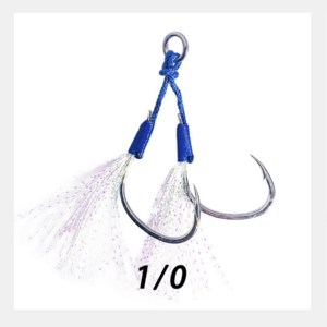 1/0 2/0 3/0 4/0 2 pairs/bag binding blue iron plate hook bright wire high carbon steel sea fishing slow swing barbed double hook