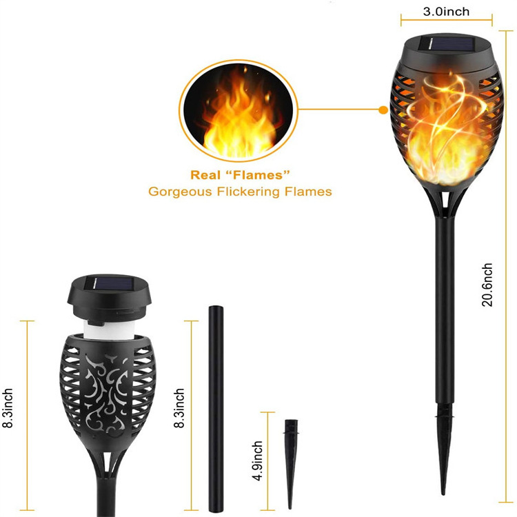 High Quality Outdoor Waterproof Led Solar Power Flame Torch Light For Decorative Yard Landscape Garden Pathway