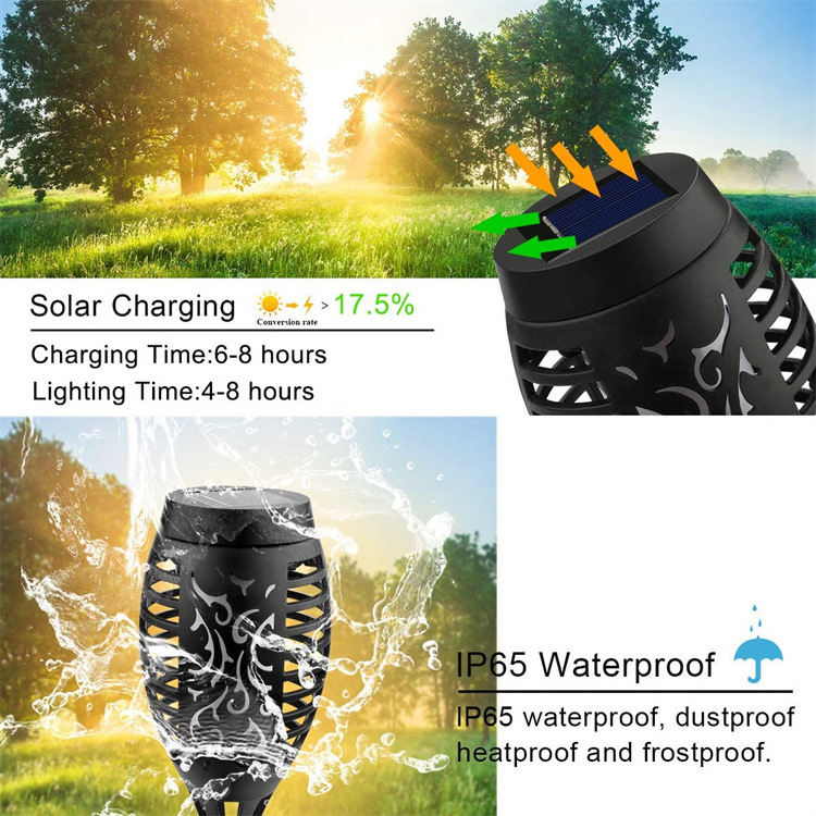 High Quality Outdoor Waterproof Led Solar Power Flame Torch Light For Decorative Yard Landscape Garden Pathway