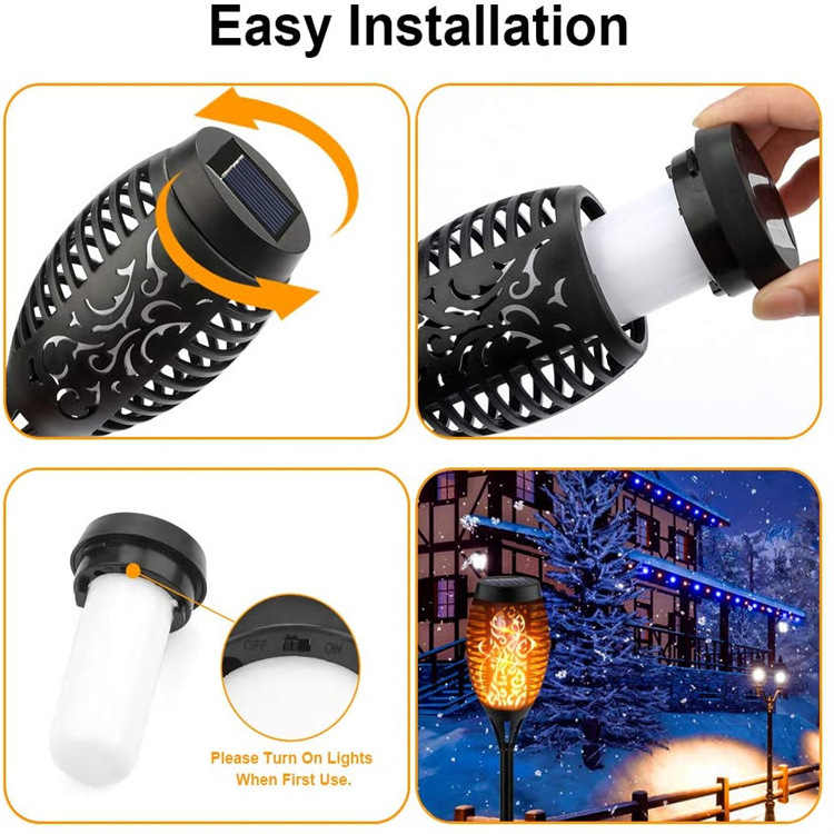 High Quality Outdoor Waterproof Led Solar Power Flame Torch Light For Decorative Yard Landscape Garden Pathway