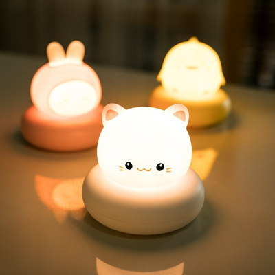 Cute LED Night Light Silicone Touch Sensor colorful Cat Night Lamp Kids Baby Bedroom Desktop Decor Ornament LED Night Light Gift