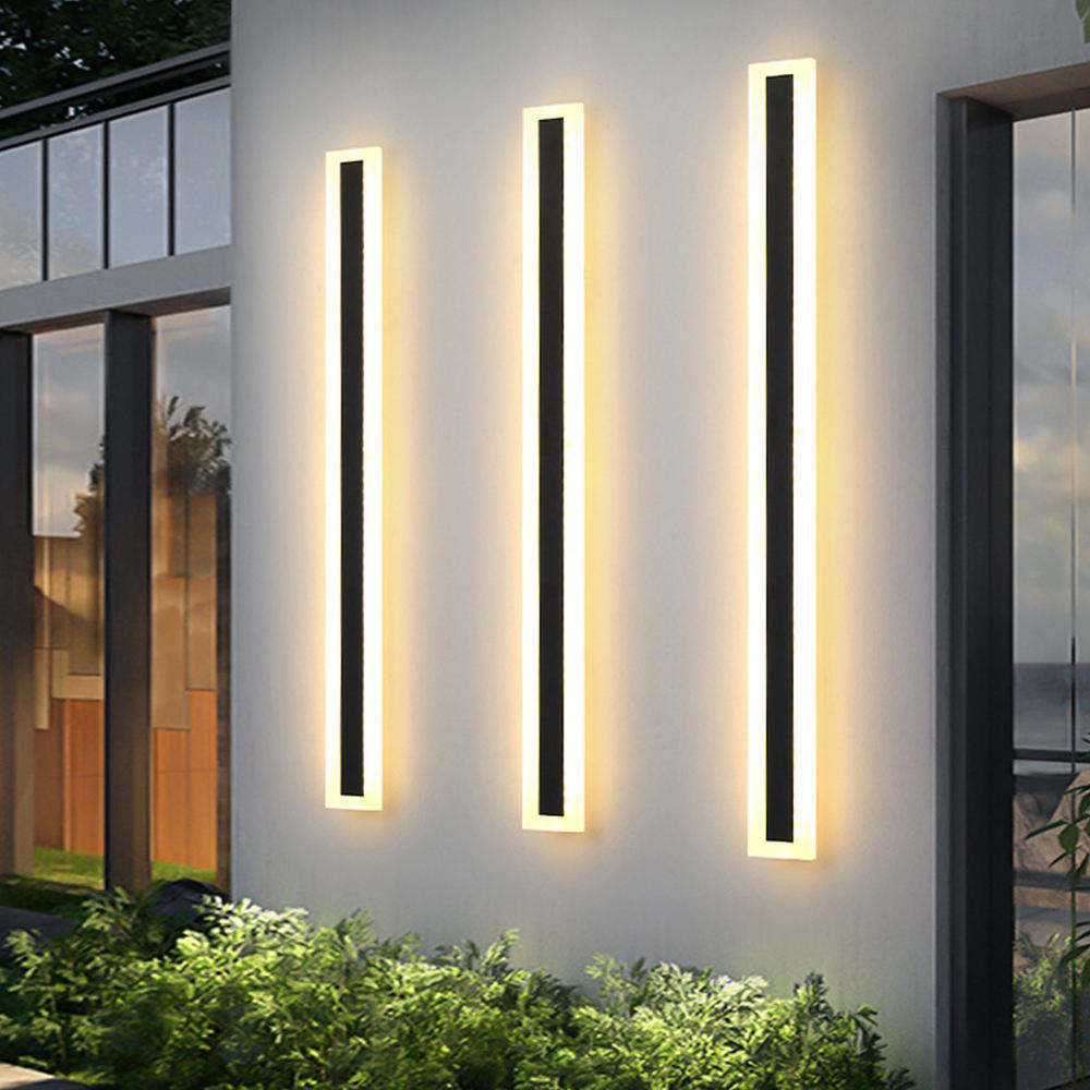 110V 220V Acrylic Modern Exterior Linear Strip Wall Lamp 3000K Warm White Outdoor Wall Sconce Long LED Wall Light